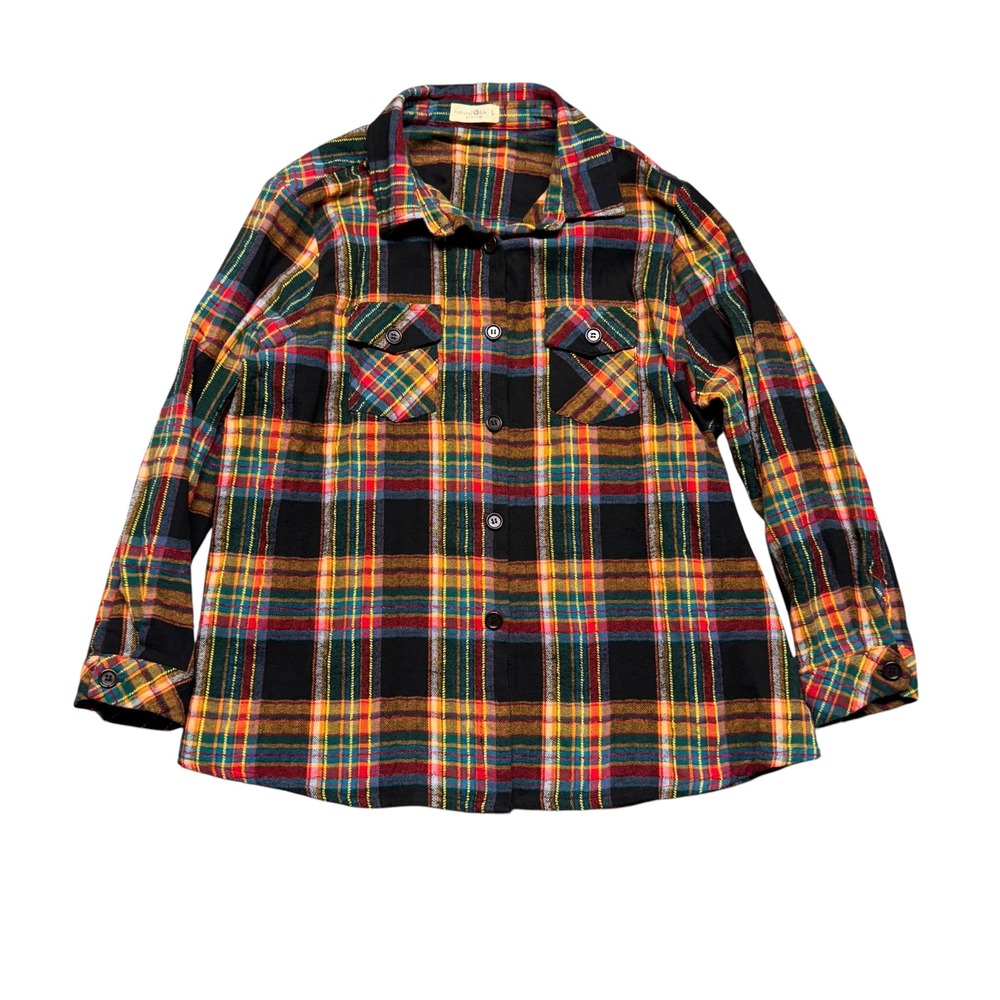 Natural Life Flannel Shirt Sz L Black Multicolor Button Up Long Sleeve Outdoors - Picture 2 of 12